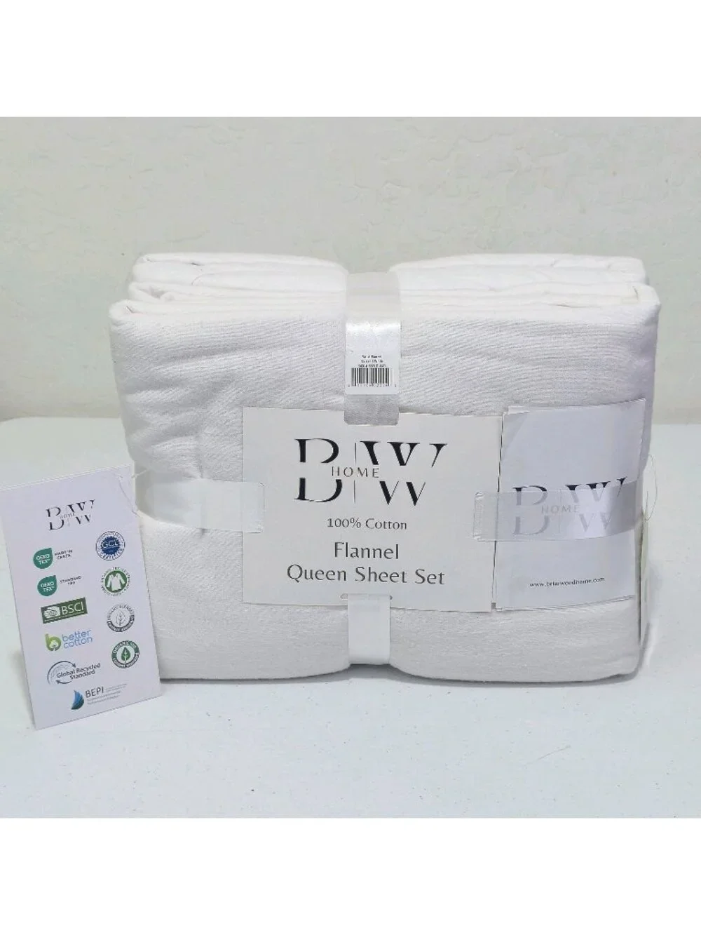 Briarwoodhome 100% Cotton Flannel Queen Sheet Set White with Nano Tech White...